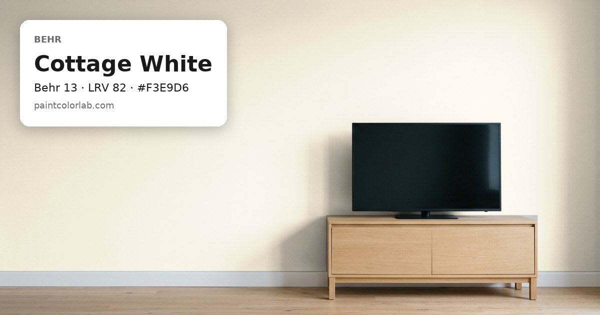 Living room with the wall painted Behr Cottage White (Behr 13), hex #F3E9D6, LRV 82