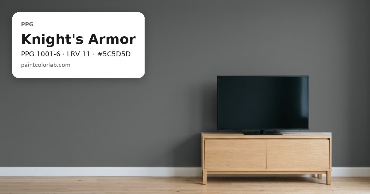 Living room with the wall painted PPG Knight's Armor (PPG 1001-6), hex #5C5D5D, LRV 11