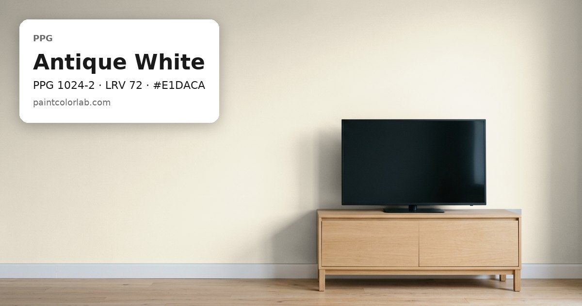 Living room with the wall painted PPG Antique White (PPG 1024-2), hex #E1DACA, LRV 72