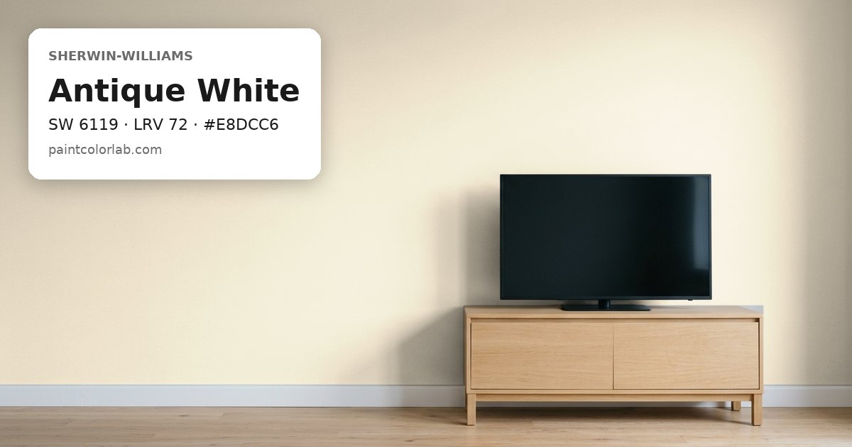 Living room with the wall painted Sherwin-Williams Antique White (SW 6119), hex #E8DCC6, LRV 72