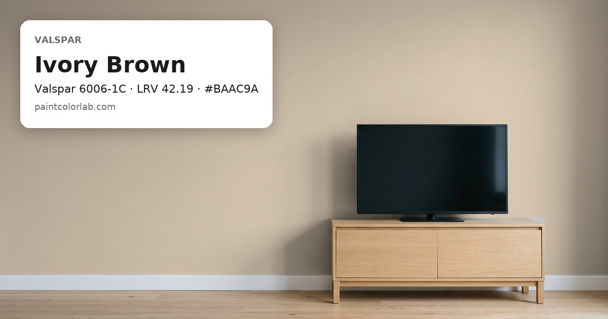 Living room with the wall painted Valspar Ivory Brown (Valspar 6006-1C), hex #BAAC9A, LRV 42.19